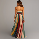 Maxi Dress Strapless Pleated Colorful Print for women