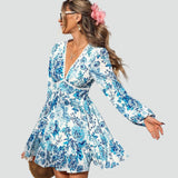Floral Dress with V-Neckline for Women