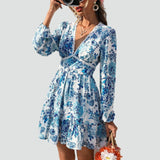 Floral Dress with V-Neckline for Women
