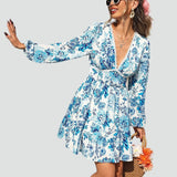Floral Dress with V-Neckline for Women