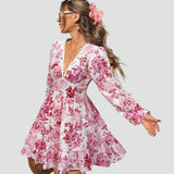 Floral Dress with V-Neckline for Women