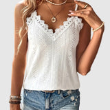 Lace Trim V-Neck Top for Women