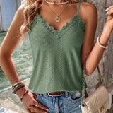 Lace Trim V-Neck Top for Women