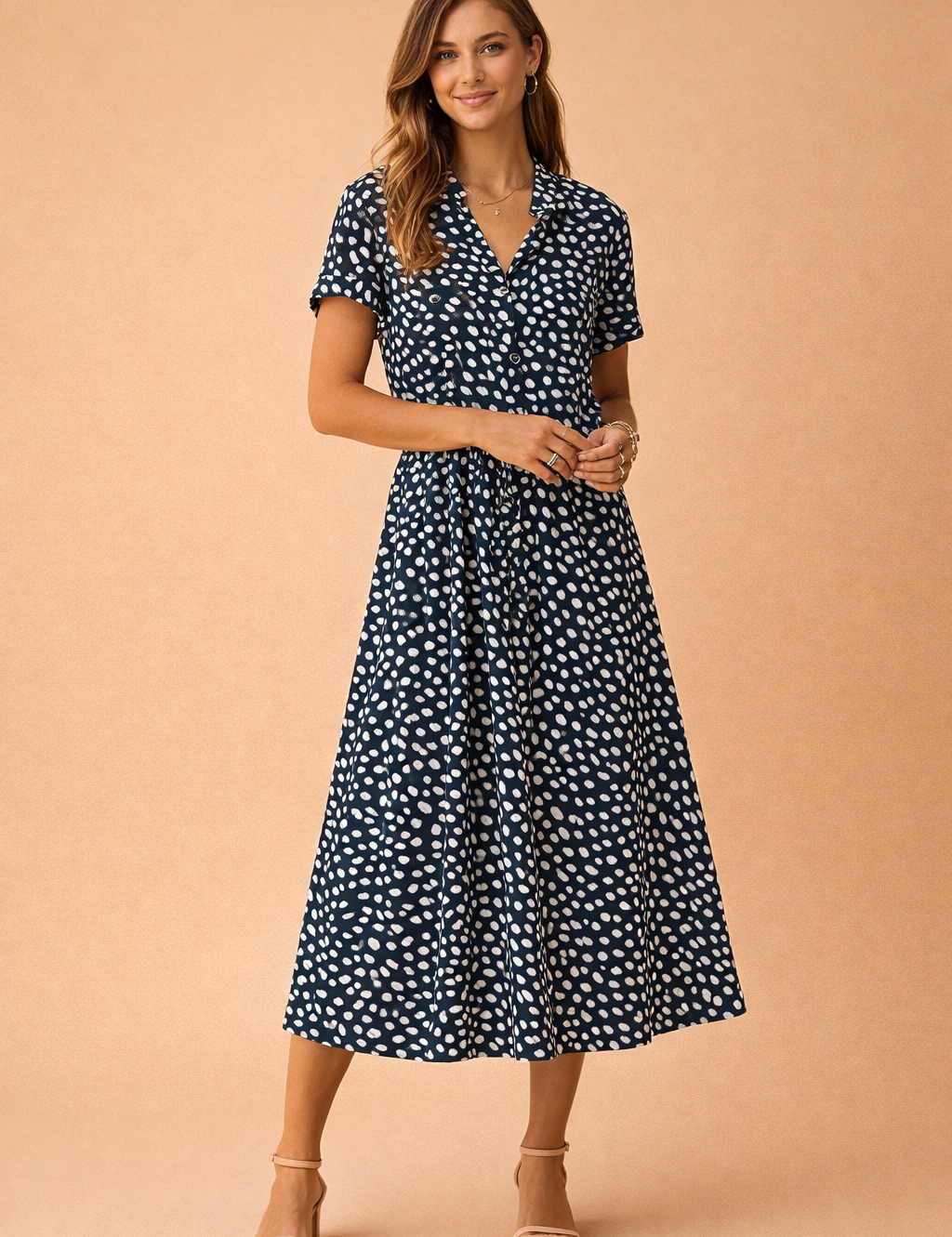 Midi Dress Boho Flowy Tiered Hem for Women
