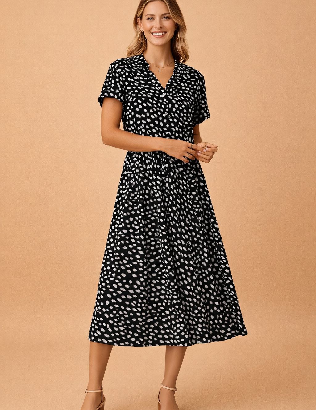 Midi Dress Boho Flowy Tiered Hem for Women