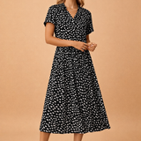 Midi Dress Boho Flowy Tiered Hem for Women