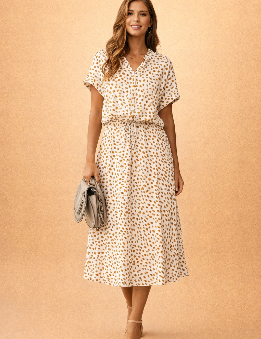 Midi Dress Boho Flowy Tiered Hem for Women