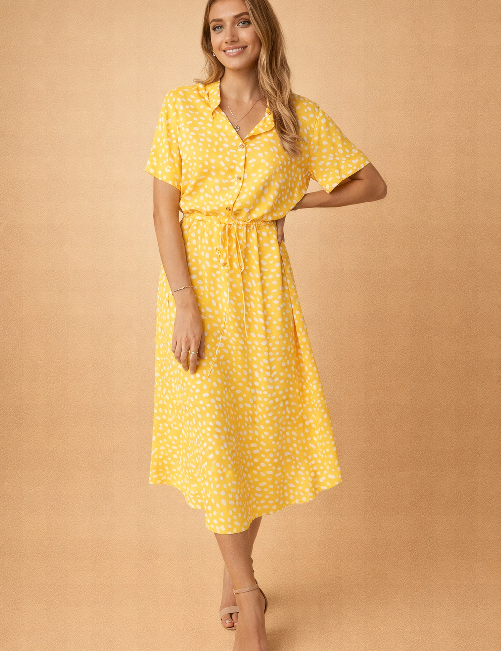 Midi Dress Boho Flowy Tiered Hem for Women