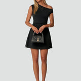 Midi Dress with Asymmetric One-Shoulder Neckline for Women