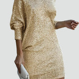 Sequin Midi Dress with Asymmetric Neckline for women