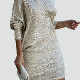 Sequin Midi Dress with Asymmetric Neckline for women
