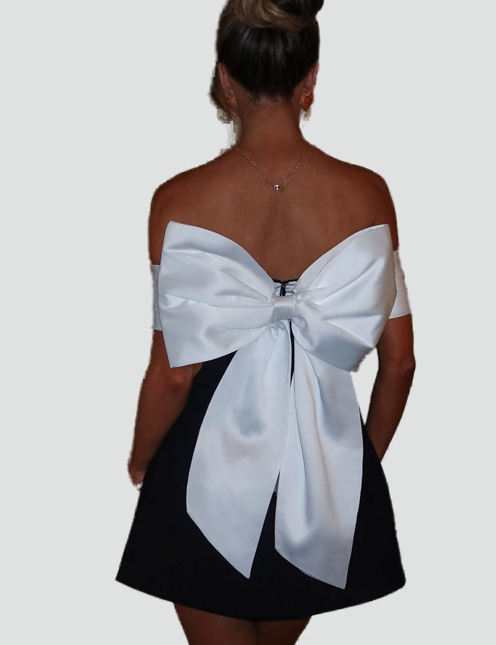 Midi Dress with Satin Neckline and Flared Skirt for Women