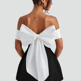 Midi Dress with Satin Neckline and Flared Skirt for Women