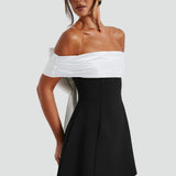 Midi Dress with Satin Neckline and Flared Skirt for Women