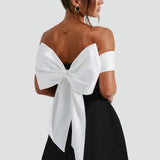 Midi Dress with Satin Neckline and Flared Skirt for Women
