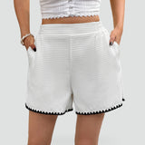 Women's High-Waist Shorts with Contrast Trim