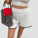 Women's High-Waist Shorts with Contrast Trim